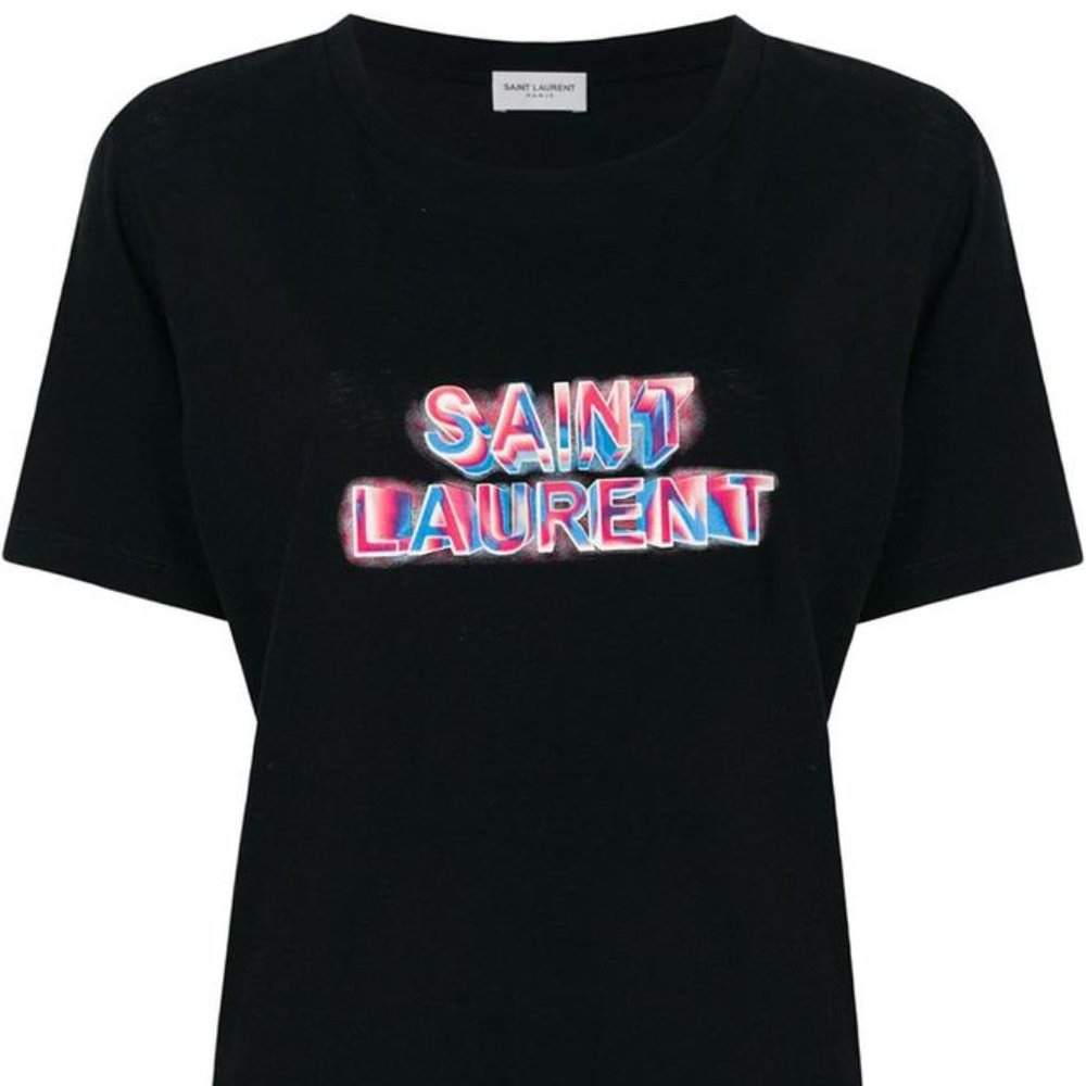 SAINT LAURENT NEON LOGO T-SHIRT SZ SMALL